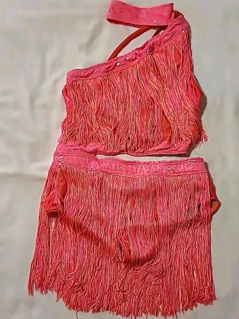 Women’s Fringe One Piece Dance Set in Coral Pink Size MA By Tenth House